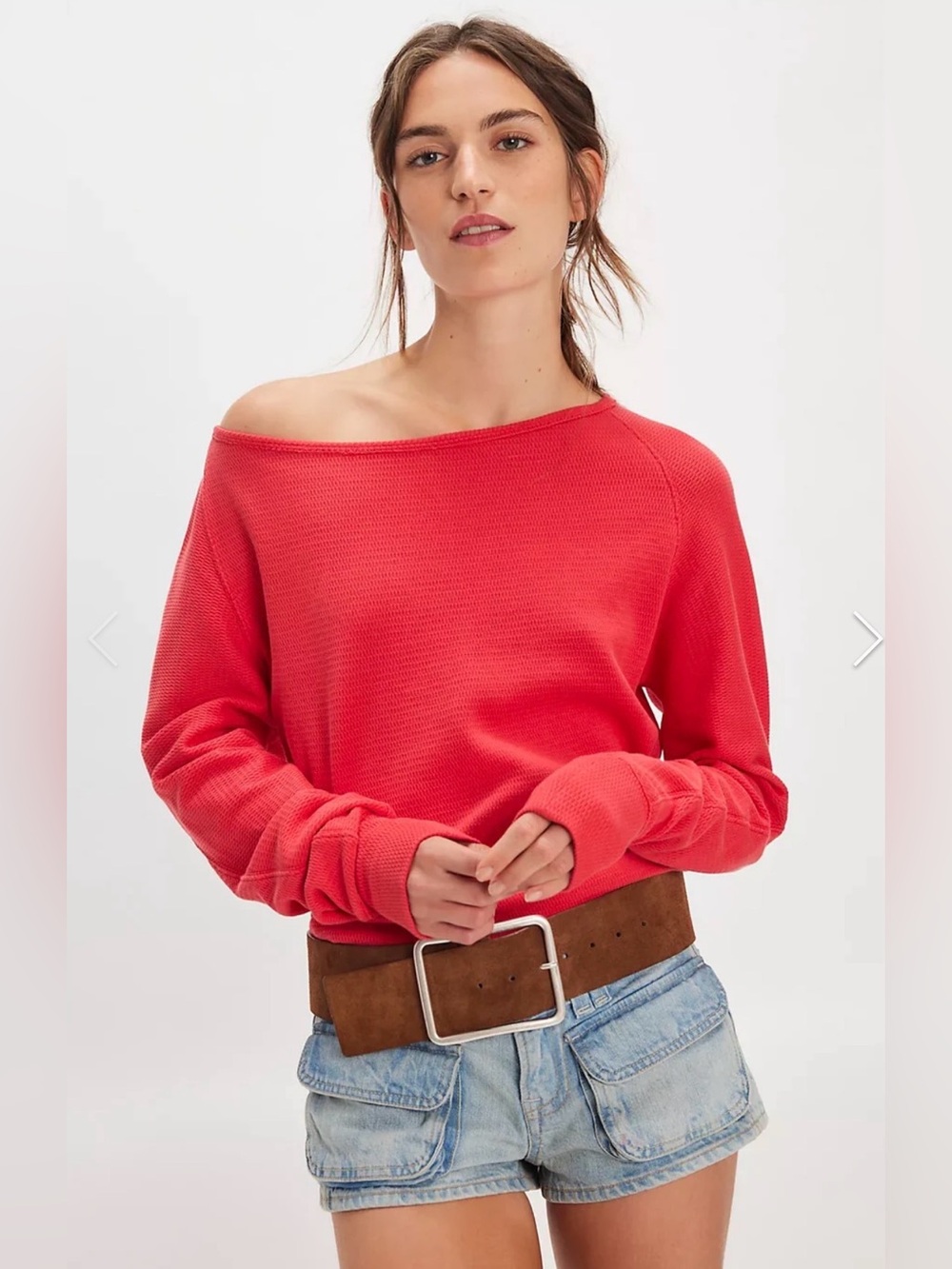 NWT Free People We The Free Jess One-Shoulder Thermal Top
